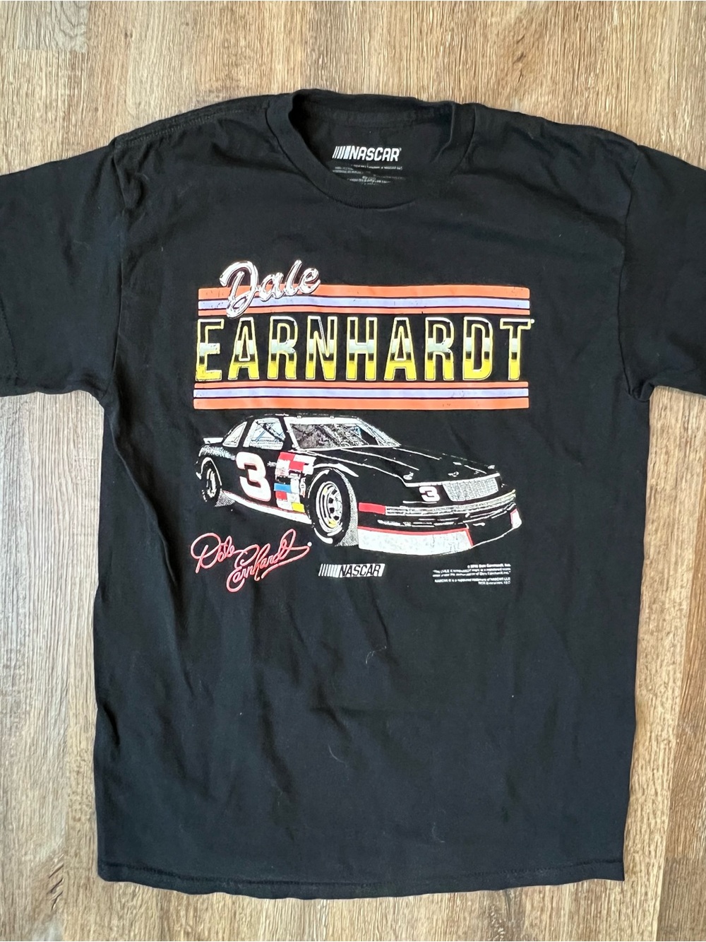 Nascar Dale Earnhardt Black Graphic Tee with Yellow & Red Accents